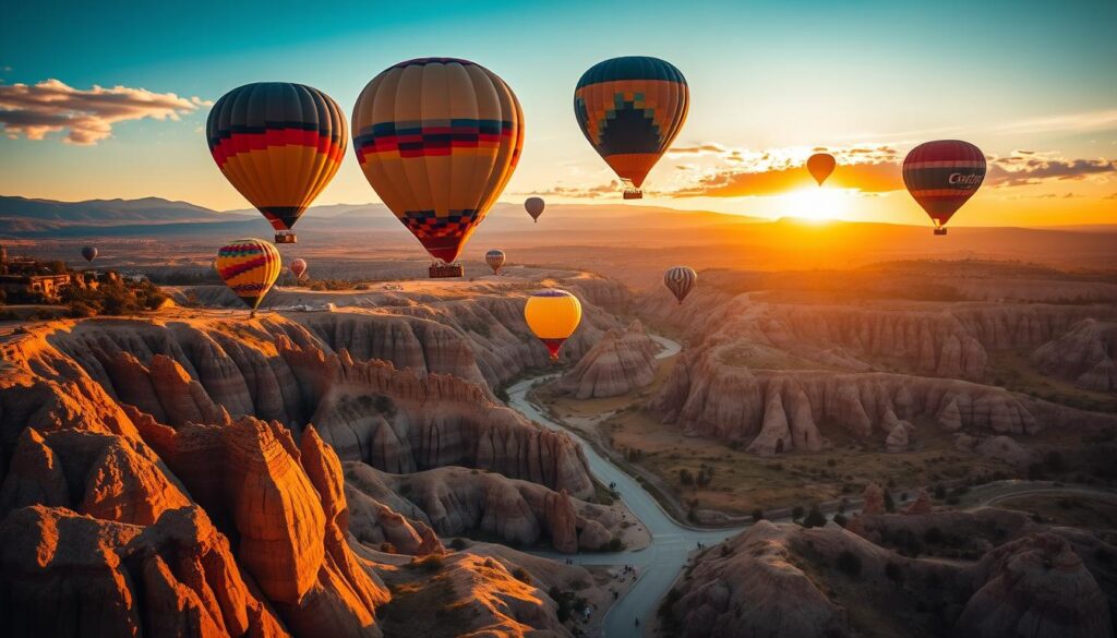 flying in a hot air balloon over cappadocia